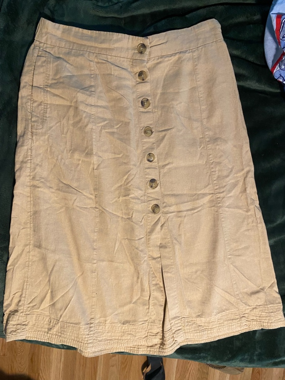 Universal thread Button-Front Linen-Blend Midi Skirt in Tan